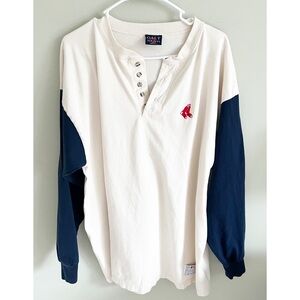 Galt Sand collarless Boston Red Sox Henley style shirt sz L